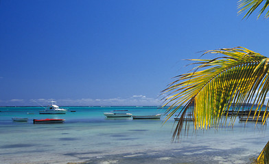 Image showing Skyline blue lagoon at Bain Beauf beach