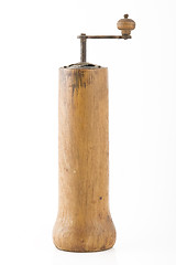 Image showing vintage brown grinder, wooden made