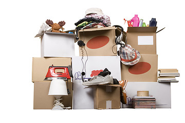 Image showing transport cardboard boxes, relocation concept