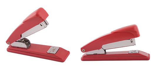 Image showing two point of view of red stapler