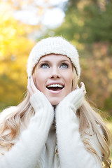 Image showing Beautiful autumn woman