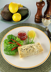 Image showing Carrot And Feta Filo Rolls