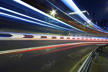 Image showing traffic in city at night in hong kong