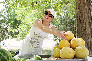 Image showing Street melons vendor