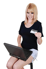 Image showing Girl buying over the internet.