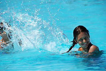 Image showing Kids having fun in swimming pool
