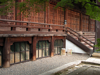 Image showing Wooden temple gate