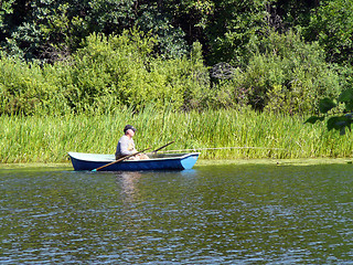 Image showing Fishing men on the boat