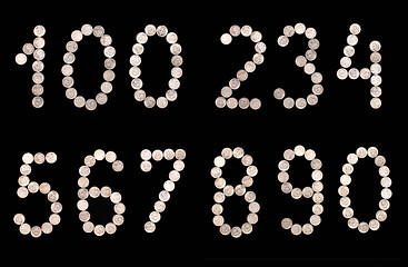 Image showing numbers set of money coins