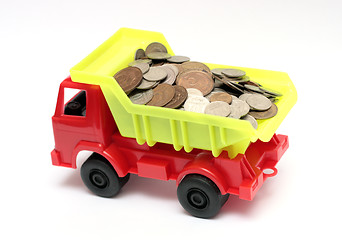 Image showing lorry with coins - business concept