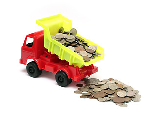 Image showing toy lorry with coins