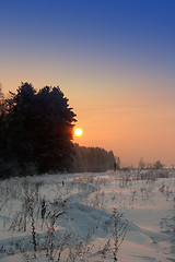 Image showing winter landscape with sunset