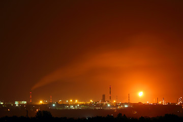 Image showing petrochemical factory at night