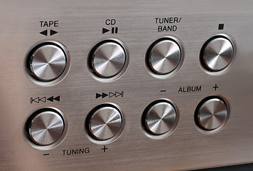 Image showing metallic music control round buttons