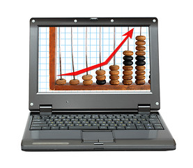 Image showing laptop with increase diagram and abacus