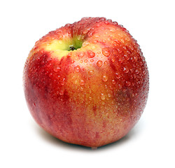 Image showing wet red apple with water drops