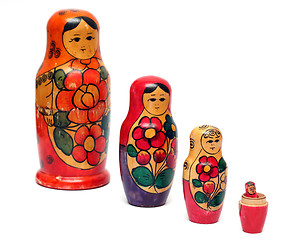 Image showing russian wooden dolls row - 