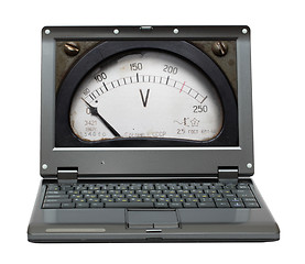 Image showing laptop with voltmeter scale on screen