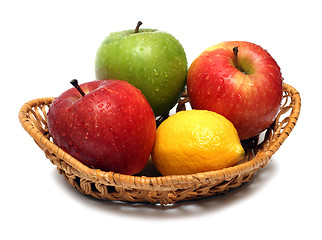Image showing basket with wet fruits