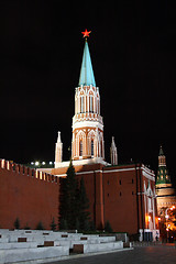 Image showing Russia. tower of kremlin, Moscow, night