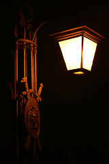 Image showing old electric street lamp, lighting in night