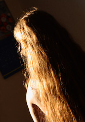 Image showing women back with sunlight on red hair