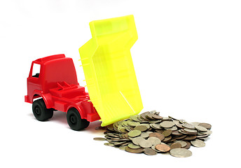 Image showing lorry with coins - business concept