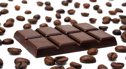 Image showing chocolate bar and coffee beans