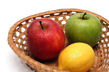 Image showing basket with wet fruits