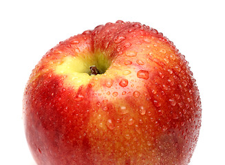 Image showing wet red apple with water drops