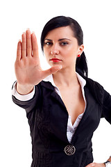 Image showing woman making stop sign