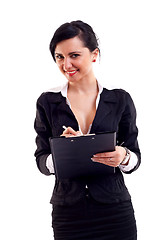 Image showing business woman writing