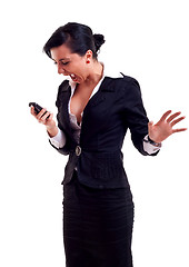 Image showing business woman shouting to a phone