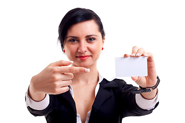 Image showing business woman showing card