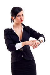 Image showing business woman pointing her watch