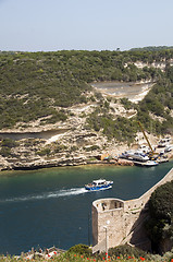 Image showing boat entering port bonifacio corsica