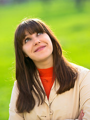 Image showing Portrait of dreaming woman