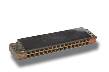 Image showing Cheap old harmonica, fake brand name