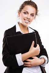 Image showing businesswoman with folder isolated on white