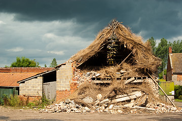 Image showing Storm damaged thatch