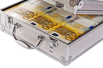 Image showing Metallic case full of Euro
