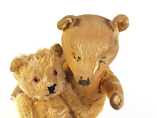 Image showing Two 1950 teddy bears