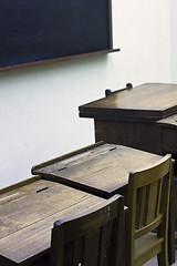 Image showing Small empty classroom in a night school in China