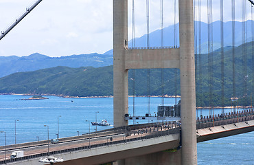 Image showing Tsing Ma Bridge in Hong Kong. 