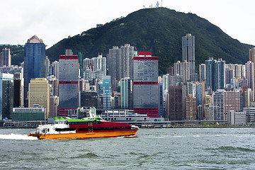 Image showing ferry fast moving in hong kong