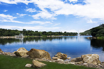 Image showing lake in deep forest 