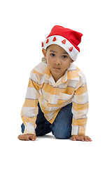 Image showing boy with santa claus hat