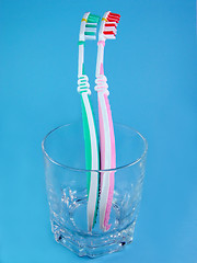 Image showing Tothbrushes in a glass