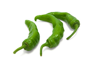 Image showing Three green peppers