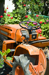 Image showing tractor geraniums antiparos greece